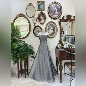 Vintage Silver Strapless Evening Gown Scott McClintock Size 10